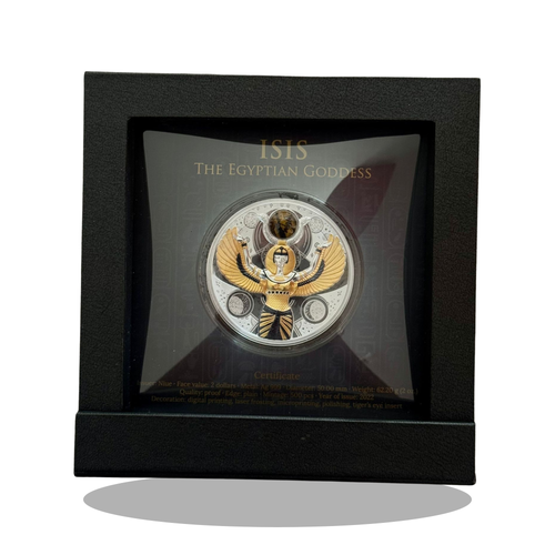 2022 Niue Isis – The Egyptian Goddess 1oz Silver Coin with Tiger's Eye
