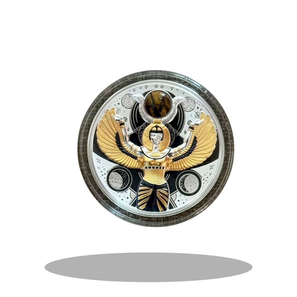 2022 Niue Isis – The Egyptian Goddess 1oz Silver Coin with Tiger's Eye