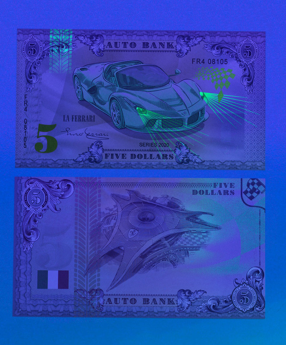 Ferrari Auto Bank Series 2020 – Complete Set of 4 Collector Banknotes